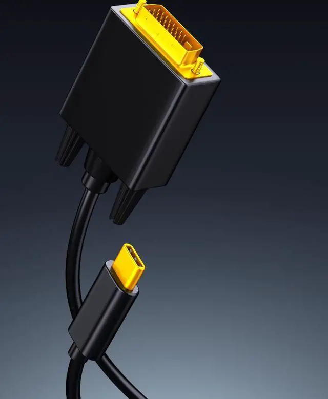 Alt view image 3 of 3 - CORN USB C to DVI Cable 1080P 60Hz  5FT USB Type-C to DVI Male Support 2017-2020 MacBook Pro, Surface Book 2, Dell XPS 13, Galaxy S10