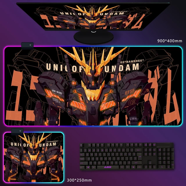 Main image of Corn Mouse Pad Unicorn GUNDAM Banshee RGB Gaming Mice Mat Anti-Slip Natural Rubber Base for Home Office Work 300*250*4mm