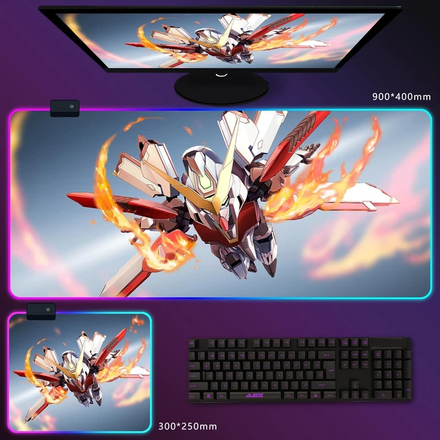 Main image of Corn Mouse Pad GunDam RGB Gaming Mice Mat Anti-Slip Natural Rubber Base for Home Office Work 300*250*4mm