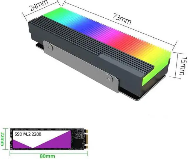 Alt view image 4 of 4 - Corn CM-M2A M.2 Solid State Drive Radiator, M.2 Radiator ARGB Motherboard God Light Synchronous Synchronous SSD Cooling Vest(Suitable for M.2 2280)