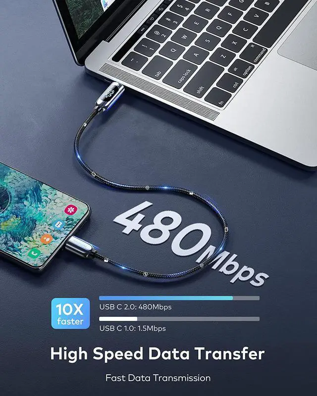 Alt view image 4 of 5 - Corn Nylon Braided Type C Cable 6.6ft for Samsung S21 S20 Note 20 MacBook Pro Google Pixel etc