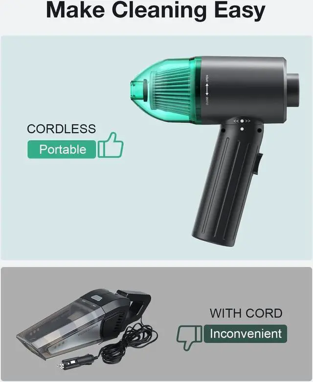Alt view image 7 of 7 - Electric Compressed Air Duster & Vacuum, CORN Electric Air Blower, 4 in 1 Function Powerful 3-Gear to 90000RPM/12000PA Keyboard Cleaner, Rechargeable Cordless Air Duster for Computer/Car/Pet Hair