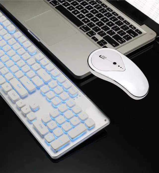 Alt view image 4 of 6 - CORN GLK350 Ergonomic Design,Cool Exterior Orange Backlit Spill-resistant USB Chargeable Wireless Soudless Typing Keyboard And 1800DPI Mouse Combo For Office And Game - Black