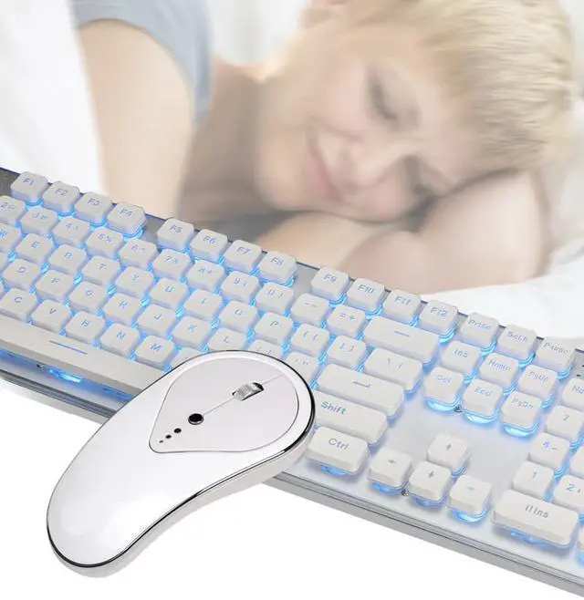 Alt view image 3 of 6 - CORN GLK350 Ergonomic Design,Cool Exterior Orange Backlit Spill-resistant USB Chargeable Wireless Soudless Typing Keyboard And 1800DPI Mouse Combo For Office And Game - Black