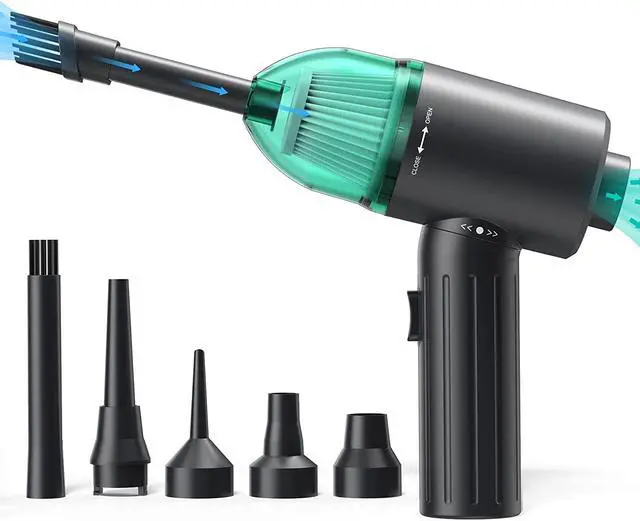Main image of Electric Compressed Air Duster & Vacuum, CORN Electric Air Blower, 4 in 1 Function Powerful 3-Gear to 90000RPM/12000PA Keyboard Cleaner, Rechargeable Cordless Air Duster for Computer/Car/Pet Hair
