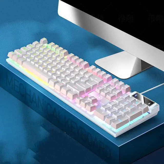 Main image of CORN Wired Gaming Keyboard, White LED Backlit, lights can be turned off, Mechanical Feel, Full set of multimedia keys, ergonomic keys,white