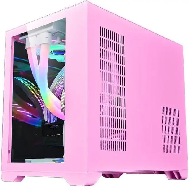 Alt view image 3 of 3 - CORN GYZ - Full Perspective PC Gaming Case, Support 360 Water Cooling, Panoramic Side View Of Tempered Glass,Bottom Pull-Out Dust-Proof Net Design, Motherboard Support Micro-ATX ,ITX - Pink