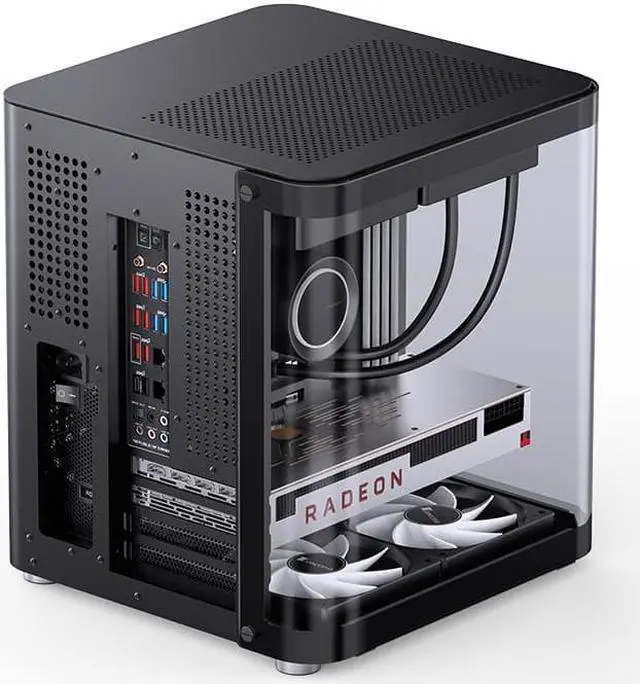 Alt view image 5 of 7 - TK-1 Black Separated Cabinet Case, Front and Side Tempered Glass Fully See-Through Design, Type-c Port, Support 240 Liquid Cooling, Micro ATX / Mini-ITX Computer Case