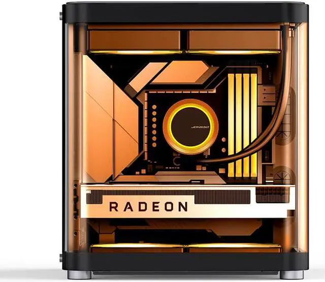 Alt view image 2 of 7 - TK-1 Black Separated Cabinet Case, Front and Side Tempered Glass Fully See-Through Design, Type-c Port, Support 240 Liquid Cooling, Micro ATX / Mini-ITX Computer Case