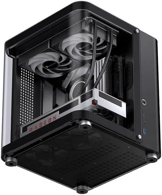 Alt view image 7 of 7 - TK-1 Black Separated Cabinet Case, Front and Side Tempered Glass Fully See-Through Design, Type-c Port, Support 240 Liquid Cooling, Micro ATX / Mini-ITX Computer Case