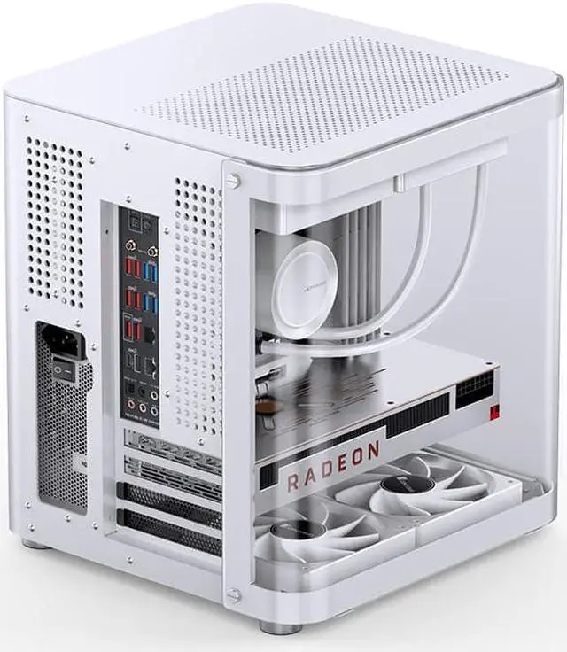 Alt view image 3 of 7 - TK-1 Black Separated Cabinet Case, Front and Side Tempered Glass Fully See-Through Design, Type-c Port, Support 240 Liquid Cooling, Micro ATX / Mini-ITX Computer Case White
