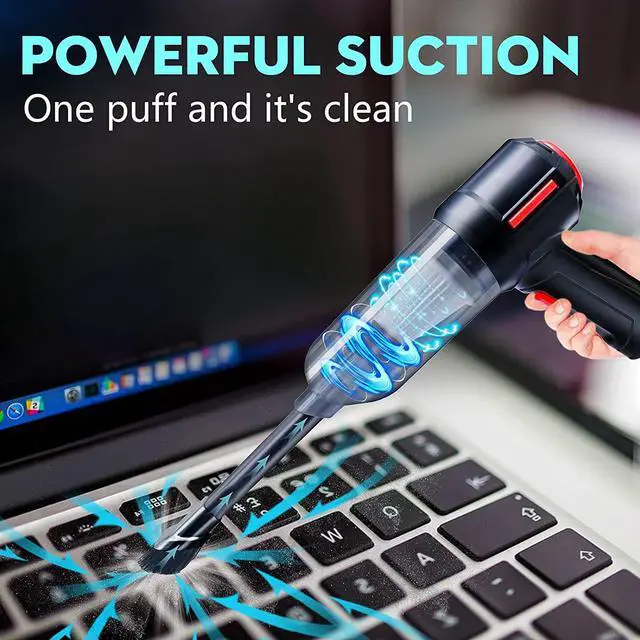 Alt view image 4 of 6 - Compressed Air Duster & Mini Vacuum Keyboard Cleaner 3-in-1, New Generation Canned Air Spray, Portable Electric Air Can, Cordless Blower Computer Cleaning Kit
