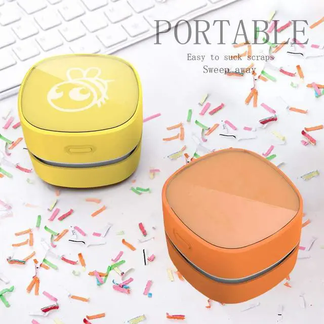 Alt view image 3 of 5 - CORN Desktop Vacuum cleaner,Mini table dust sweeper Energy Saving,High endurance up to 400 mins,Cordless&360º Rotatable Design for Cleaning Hairs,Crumbs,Computer Keyboard of gifts for kids (orange)