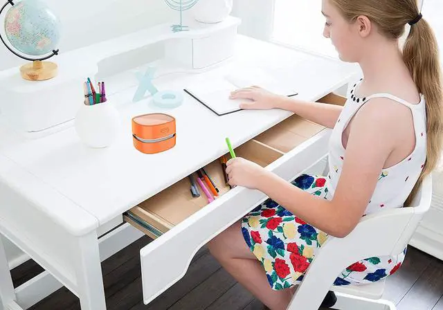 Alt view image 5 of 5 - CORN Desktop Vacuum cleaner,Mini table dust sweeper Energy Saving,High endurance up to 400 mins,Cordless&360º Rotatable Design for Cleaning Hairs,Crumbs,Computer Keyboard of gifts for kids (orange)