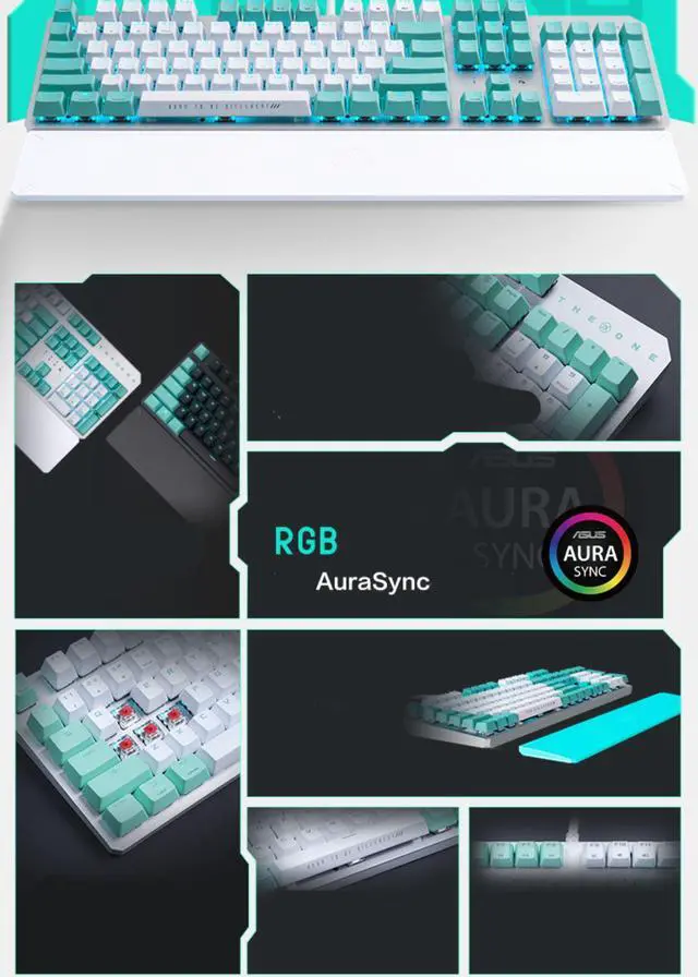 Alt view image 2 of 6 - ASUS TX Girl RGB Mechanical Switch Gaming Keyboard with Magnetic Wrist Rest, All Anti-Ghosting, Support AuraSync, Armoury Crate 4 Onboard Memories, White Keyboard