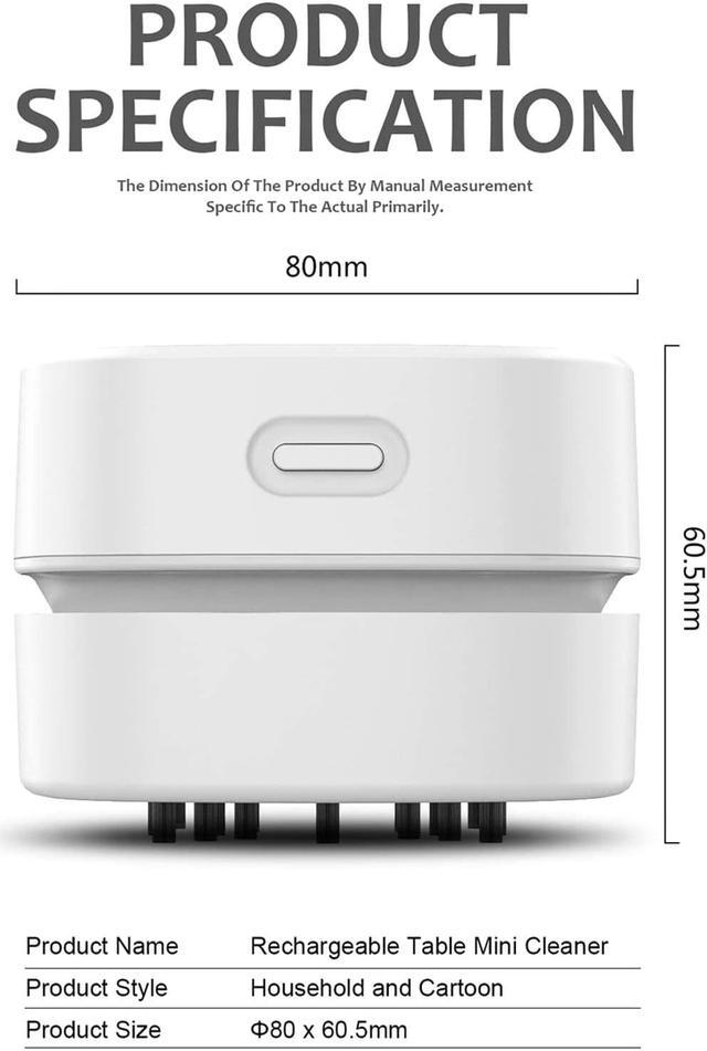 Alt view image 3 of 6 - CORN Desktop Vacuum Cleaner with Wireless Charger, Mini Table dust Sweeper Energy Saving,High Endurance up to 400 mins, Cordless&360º Rotatable Design for Keyboard/Home/School/Office (White)