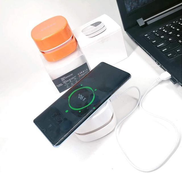 Alt view image 2 of 6 - CORN Desktop Vacuum Cleaner with Wireless Charger, Mini Table dust Sweeper Energy Saving,High Endurance up to 400 mins, Cordless&360º Rotatable Design for Keyboard/Home/School/Office (White)