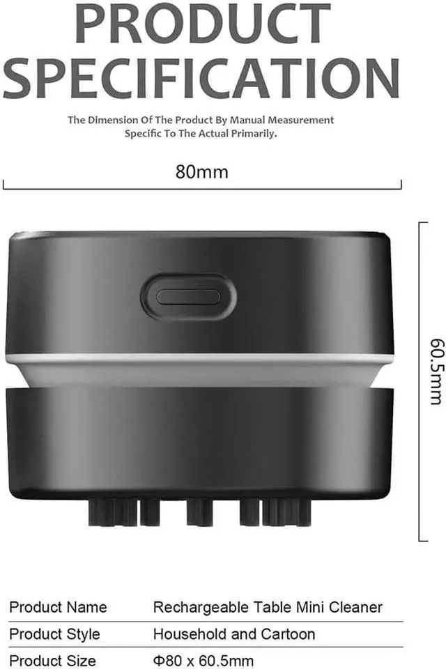 Alt view image 2 of 6 - CORN Desktop Vacuum cleaner,Mini table dust sweeper Energy Saving,High endurance up to 400 mins,Cordless&360º Rotatable Design for Cleaning Hairs,Crumbs,Computer Keyboard of gifts for kids (Black)