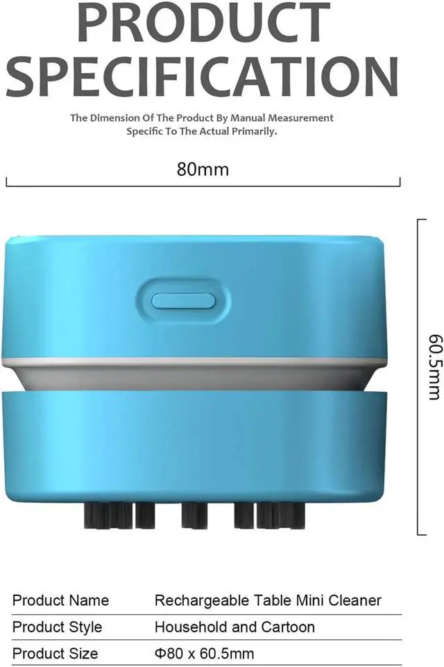 Alt view image 2 of 6 - CORN Desktop Vacuum cleaner,Mini table dust sweeper Energy Saving with auto power-off function,High endurance up to 400 mins,Cordless&360º Rotatable Design for Keyboard/Home/Office(blue charging)