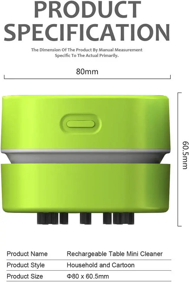Alt view image 2 of 5 - CORN Desktop Vacuum cleaner,Mini table dust sweeper Energy Saving,High endurance up to 400 mins,Cordless&360º Rotatable Design for Cleaning Hairs,Crumbs,Computer Keyboard of gifts for kids (Green)