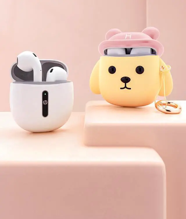 Alt view image 7 of 7 - HP Bluetooth Headset H10H Wireless Cute Earphone New Arrivals Black Bear Earphones Cover-Pink