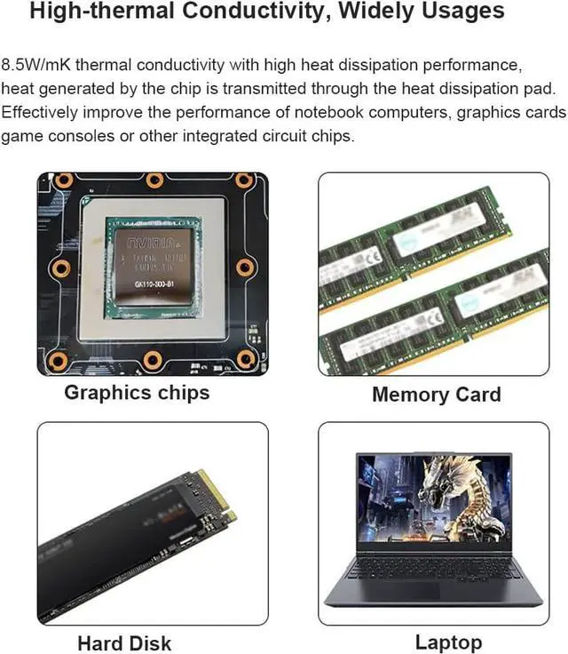 Alt view image 5 of 5 - PTM7950 80x40x0.2mm Phase Change GPU Thermal Pad, High Conductive Silicone Grease 8.5W/mK CPU Thermal Paste for PS5 Steam Deck CPU GPU SSD M.2 Laptop