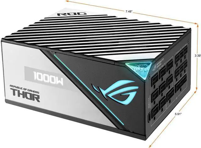 Alt view image 4 of 4 - ASUS ROG Thor 100W Platinum II (100 Watt, Fully Modular Power Supply, 80+ Platinum, Lambda A++ Certified, ROG heatsinks, 135mm PWM fan, 0dB Mode, OLED Panel, Sleeved Cables, Aura Sync)