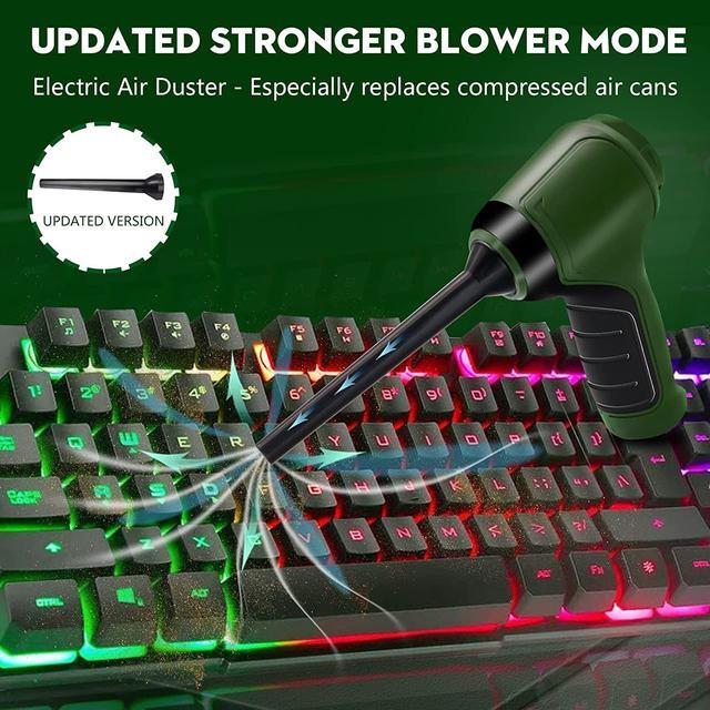 Alt view image 2 of 6 - Compressed Air Duster, Keyboard Cleaner, 3-in-1 Mini Vacuum, 36000 RPM Electric Canned Air Kit, Cordless Air Can for Computer Desk Electronics Dust Cleaning, Air blow with Rechargeable Battery