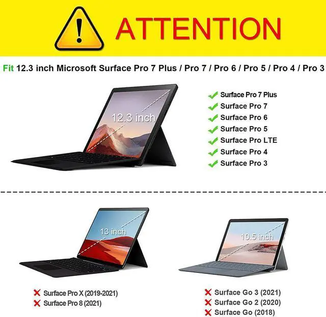 Alt view image 2 of 7 - Case for Microsoft Surface Pro 7 Plus/Pro 7 6 5 4 12.3 Portfolio Business Cover