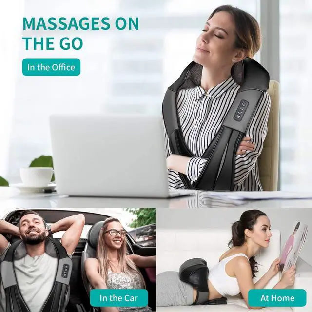 Alt view image 7 of 7 - Shiatsu Neck and Back Massager with Soothing Heat, CORN Electric Deep Tissue 3D Kneading Massage Pillow for Shoulder, Leg, Body Muscle Pain Relief, Home, Office, and Car Use