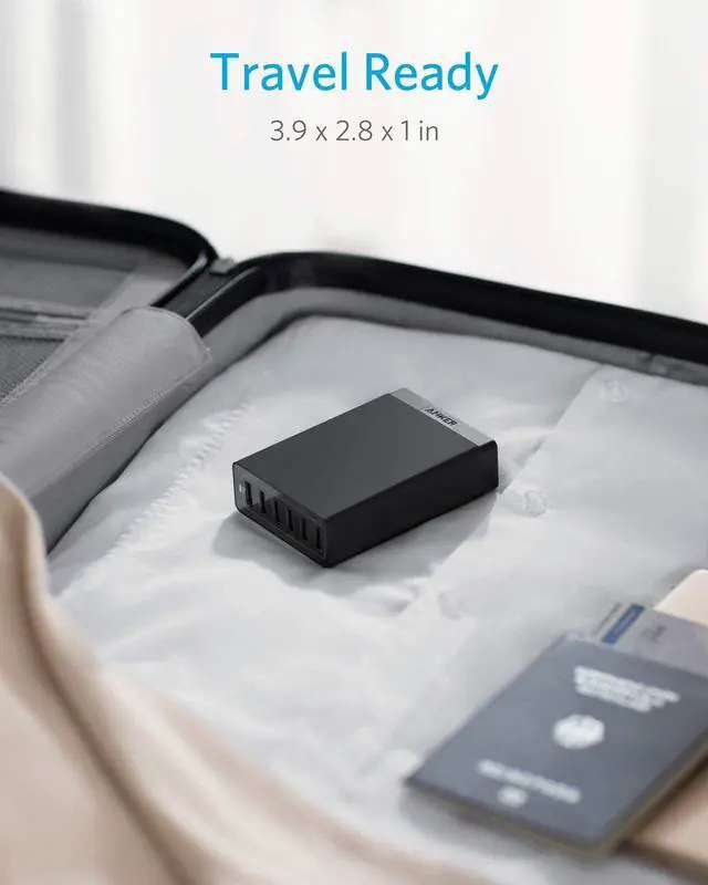 Alt view image 6 of 6 - Wall Charger, Anker 60W 6 Port USB Charging Station, PowerPort 6 Multi USB Charger for iPhone Xs/Max/XR/X/8/7/Plus, iPad Pro/Air 2/Mini/iPod, Galaxy S9/S8/S7/Edge/Plus, Note, LG, HTC, and More
