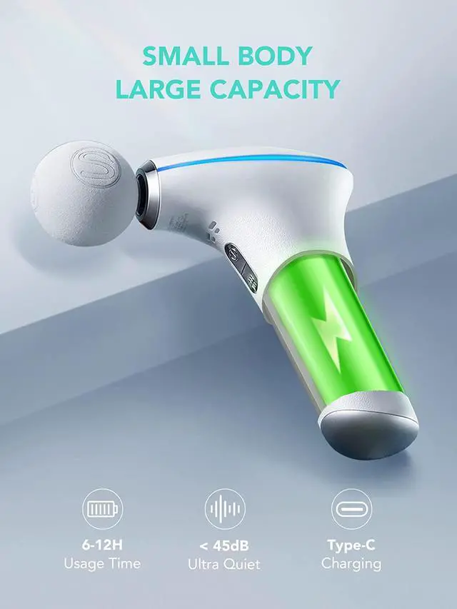 Alt view image 5 of 7 - CORN Massage Gun-Mini Massage Gun Deep Tissue-Pocket-Sized Percussion Muscle Massager Gun for Back Neck Muscle Relieve, Portable & Ultra Small & Quiet & Fast Charge(White)