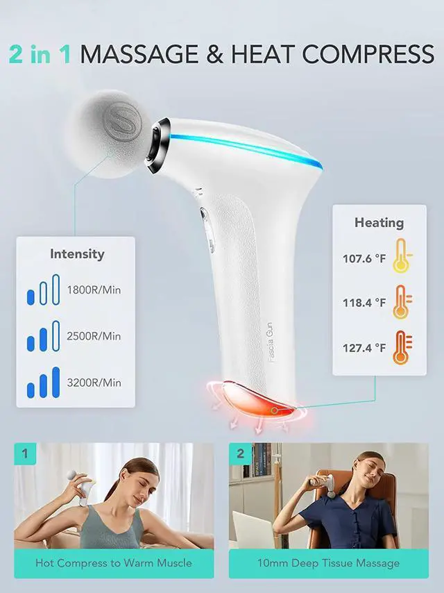 Alt view image 2 of 7 - CORN Massage Gun-Mini Massage Gun Deep Tissue-Pocket-Sized Percussion Muscle Massager Gun for Back Neck Muscle Relieve, Portable & Ultra Small & Quiet & Fast Charge(White)