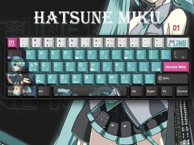 Main image of Corn 61-key Wired Small Portable Mechanical Keyboard Anti-Ghosting Hot Swap PBT Five-sided Dye Sublimation Animation Joint Custom Keycap Brown Switch Hatsune MiKu