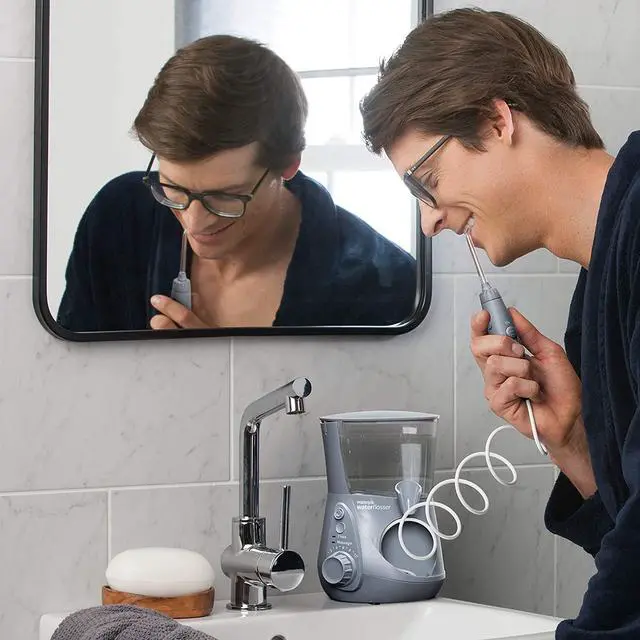 Alt view image 6 of 7 - Waterpik Aquarius Water Flosser Professional For Teeth, Gums, Braces, Dental Care, Electric Power With 10 Settings, 7 Tips For Multiple Users And Needs, ADA Accepted, Black WP-662-Gray