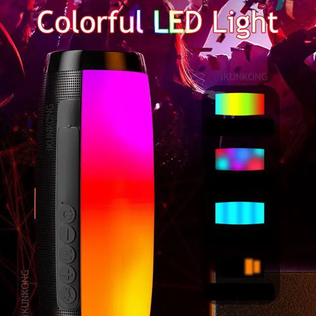 Alt view image 3 of 7 - Newest Wireless Speaker, Waterproof Speaker With Colorful LED Light, Portable Domestic Outdoor 3D Stereo Bass Luminous Speaker for Card -insertion U-disk ,Hand-held or Car Speaker