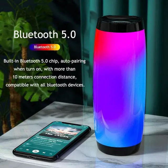 Alt view image 5 of 7 - Newest Wireless Speaker, Waterproof Speaker With Colorful LED Light, Portable Domestic Outdoor 3D Stereo Bass Luminous Speaker for Card -insertion U-disk ,Hand-held or Car Speaker