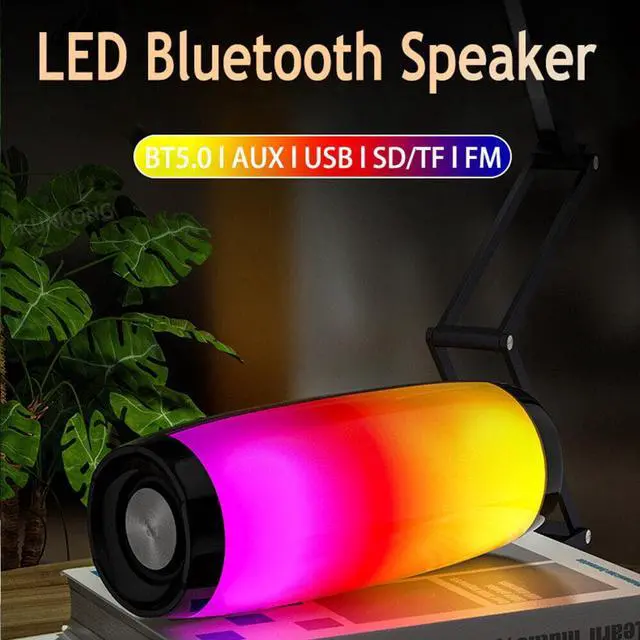 Alt view image 4 of 7 - Newest Wireless Speaker, Waterproof Speaker With Colorful LED Light, Portable Domestic Outdoor 3D Stereo Bass Luminous Speaker for Card -insertion U-disk ,Hand-held or Car Speaker