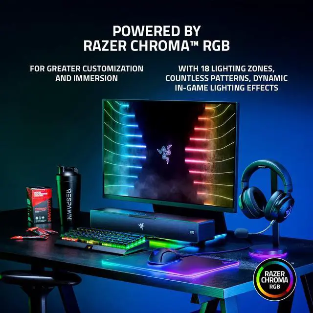 Alt view image 6 of 6 - Razer Leviathan V2: Multi-Driver PC Gaming Soundbar with Subwoofer - THX Spatial Audio - Compact Design - Chroma RGB - Bluetooth 5.2 - for PC, Desktop/Laptop, Smartphones, Tablets & Nintendo Switch