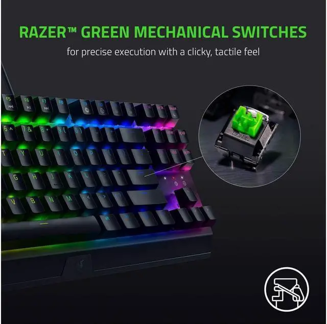 Alt view image 2 of 7 - BlackWidow V3 Tenkeyless TKL Mechanical Gaming Keyboard: Green Mechanical Switches - Tactile & Clicky - Chroma RGB Lighting - Compact Form Factor - Programmable Macros