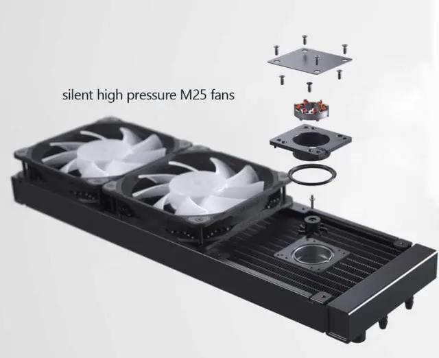 Alt view image 3 of 4 - Phanteks GLACIER ONE 240 M25 A-RGB AIO Liquid CPU Cooler, Infinity Mirror Pump Cap Design, 2X Silent 120mm M25 PWM Fans, Black