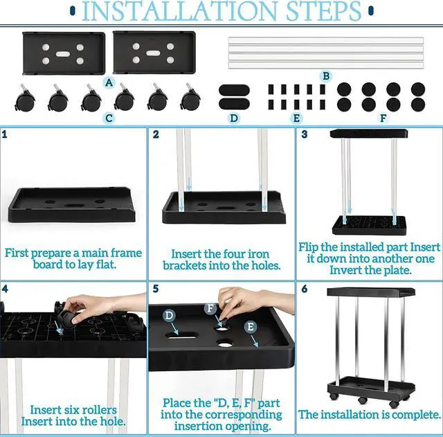 Alt view image 6 of 6 - CORN Tower Stand, PC Stand 2-Tier CPU Stand with 6 Locking Caster Wheels Suitable for Most PC (Plastic)