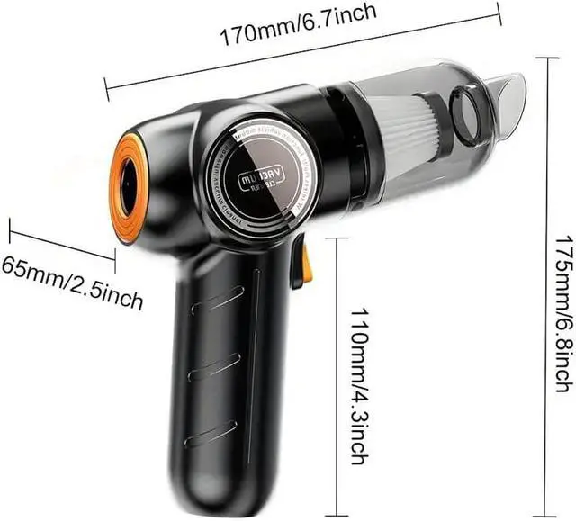 Alt view image 7 of 7 - Compressed Air Duster & Multifunction Vacuum Cleaner, 3 In 1 Car Portable Handheld Car Small Mini Vacuum Cleaner High Power Dust Remover Outdoor Pump For Car Home