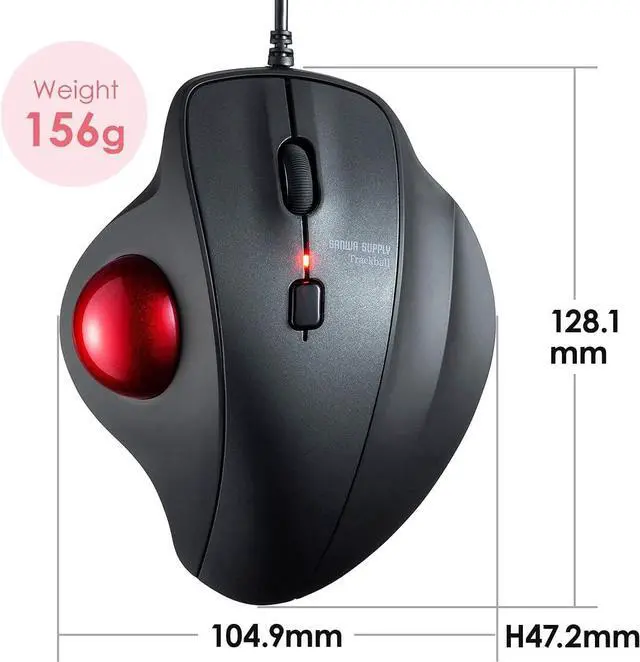 Alt view image 2 of 7 - CORN Wired Ergonomic Trackball Mouse, Optical Vertical Rollerball Mice, Silent Buttons, 34mm Trackball, 600/800/1200/1600 Adjustable DPI, Compatible with MacBook, Laptop,PC, Windows, macOS