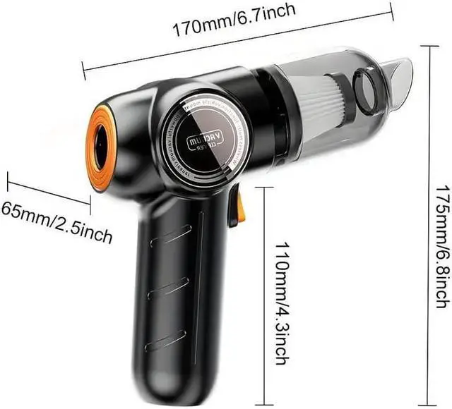 Alt view image 7 of 7 - Compressed Air Duster & Multifunction Vacuum Cleaner, 3 In 1 Car Portable Handheld Car Small Mini Vacuum Cleaner High Power Dust Remover Outdoor Pump For Car Home