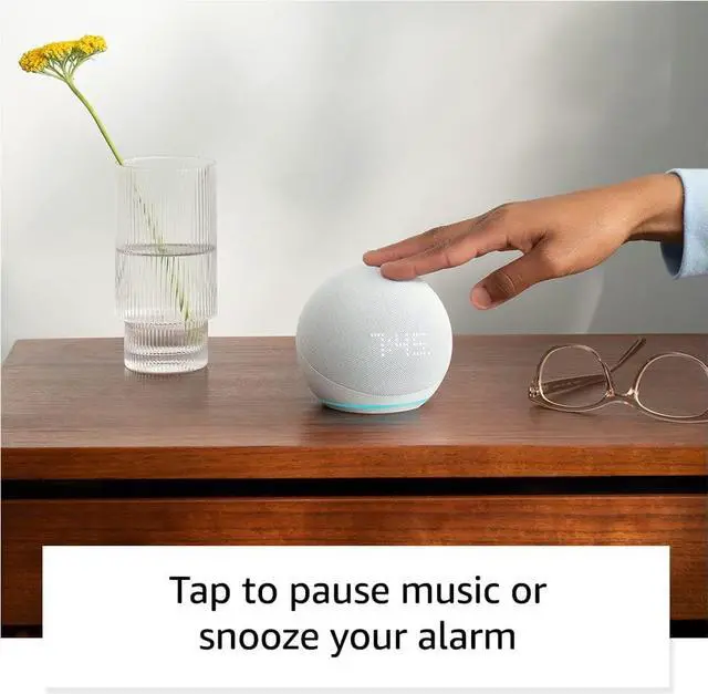 Alt view image 6 of 7 - All-New  (5th Gen, 2022 release) with clock | Smart speaker with clock and Alexa | Glacier White