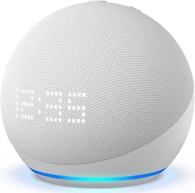 Alt view image 2 of 7 - All-New  (5th Gen, 2022 release) with clock | Smart speaker with clock and Alexa | Glacier White