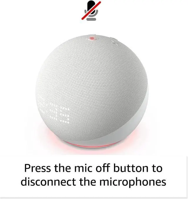 Alt view image 3 of 7 - All-New  (5th Gen, 2022 release) with clock | Smart speaker with clock and Alexa | Glacier White