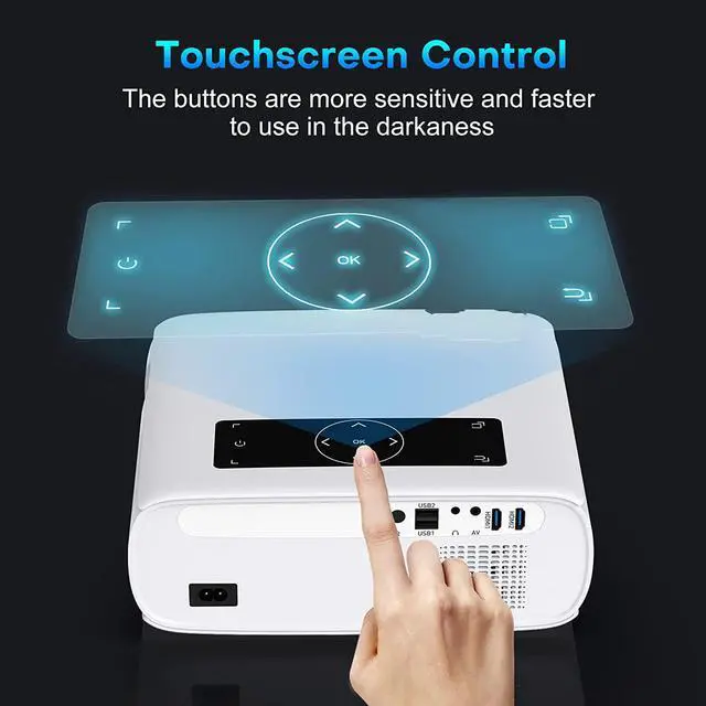 Alt view image 6 of 7 - Projector, 15000lux 490ANSI Native 1080P WiFi Bluetooth Projector, 300'' Video Projector, Supports 4K & Zoom, 5G Sync, Compatible with HDMI USB/AV/Smartphone/Pad/Laptop/DVD/TV Stick/ PS5