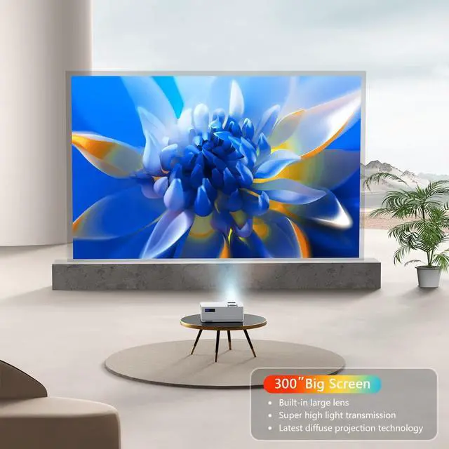 Alt view image 3 of 7 - 5G WiFi Bluetooth Native 1080P Projector, 12000LM Full HD Movie Projector, 300" Display Support 4k Home Theater,Compatible with iOS/Android/XBox/PS4/TV Stick/HDMI/USB (White)